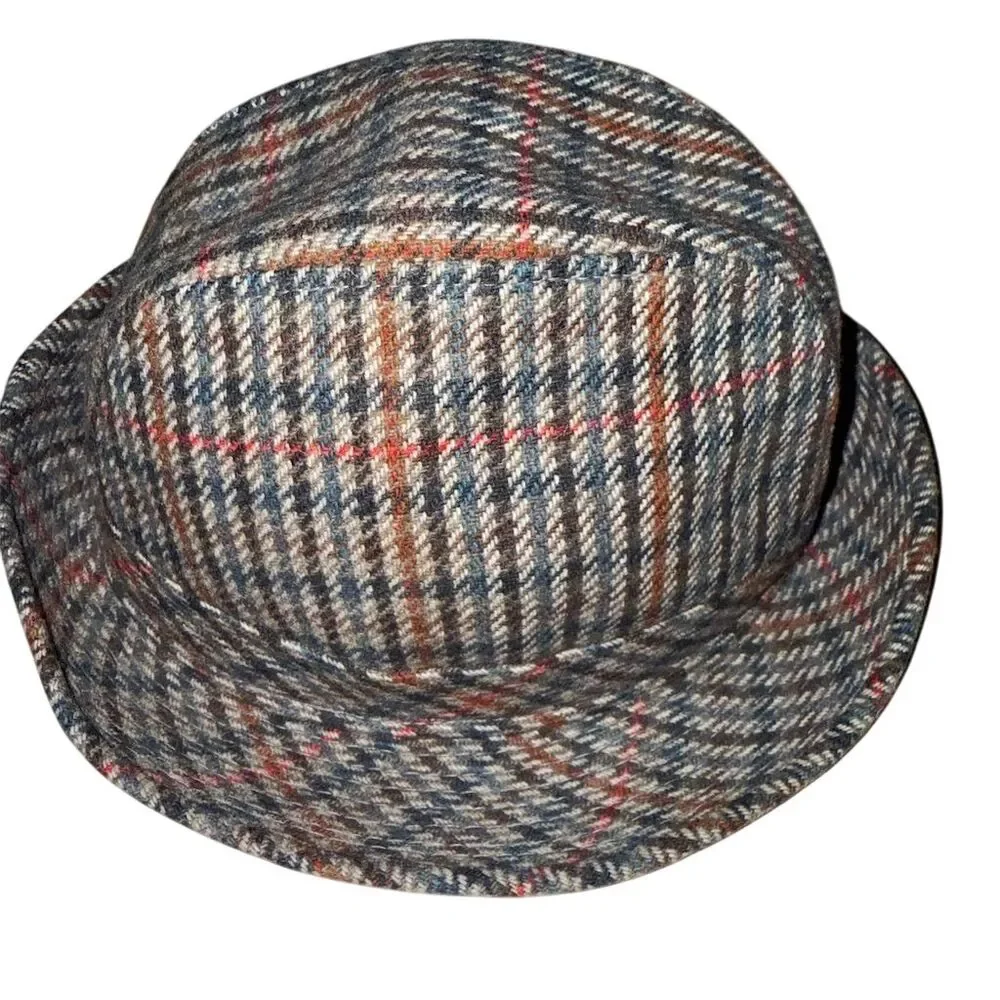 Shandon Vintage Tweed Fedora Hat Size 7 Multicolor Check Unisex‎